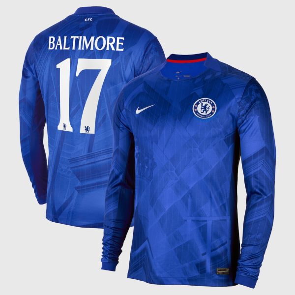Chelsea Cup Nike Home Stadium Long Sleeve Shirt 2025-26 with Baltimore 17 printing