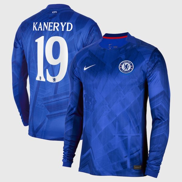Chelsea Cup Nike Home Stadium Long Sleeve Shirt 2025-26 with Kaneryd 19 printing
