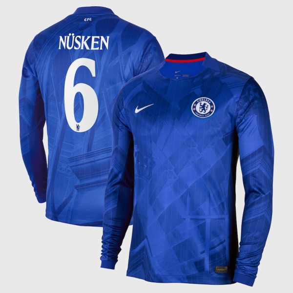 Chelsea Cup Nike Home Stadium Long Sleeve Shirt 2025-26 with Nüsken 6 printing