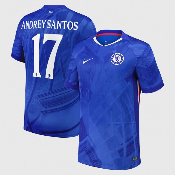 Chelsea Cup Nike Home Stadium Shirt 2025-26 with Andrey Santos 17 printing