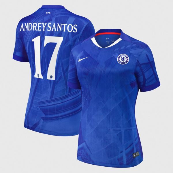 Chelsea Cup Nike Home Stadium Shirt 2025-26 - Womens with Andrey Santos 17 printing