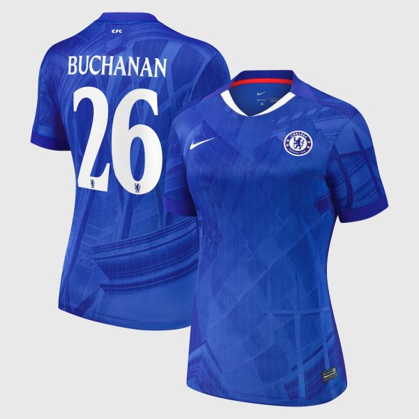 Chelsea Cup Nike Home Stadium Shirt 2025-26 - Womens with Buchanan 26 printing