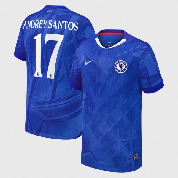 Chelsea Cup Nike Home Stadium Shirt 2025-26 - Youth with Andrey Santos 17 printing