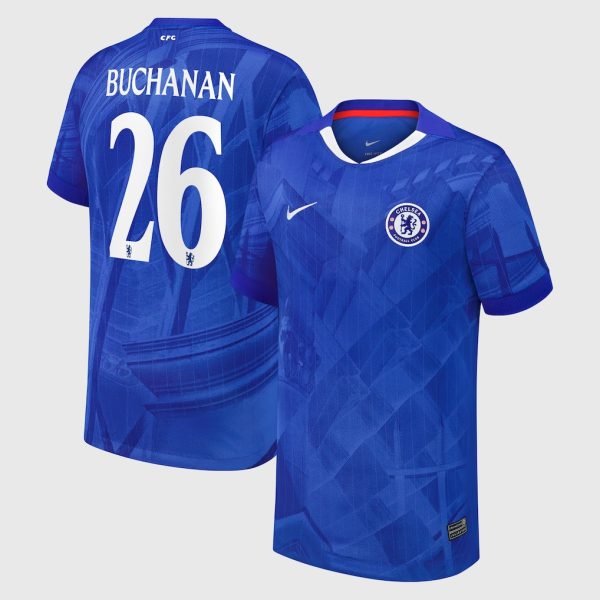 Chelsea Cup Nike Home Stadium Shirt 2025-26 - Youth with Buchanan 26 printing