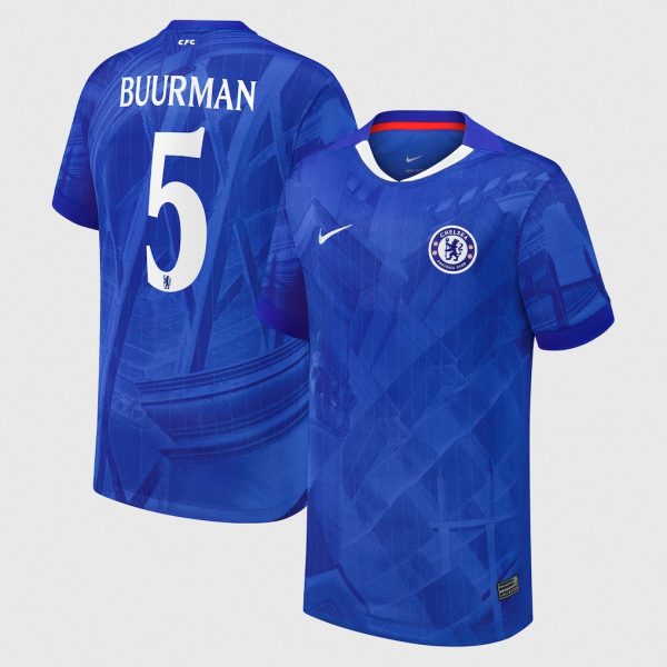 Chelsea Cup Nike Home Stadium Shirt 2025-26 - Youth with Buurman 5 printing
