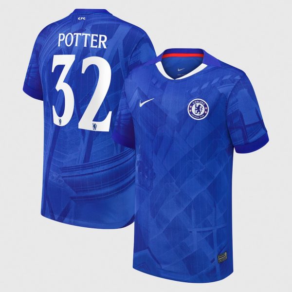 Chelsea Cup Nike Home Stadium Shirt 2025-26 - Youth with Potter 32 printing