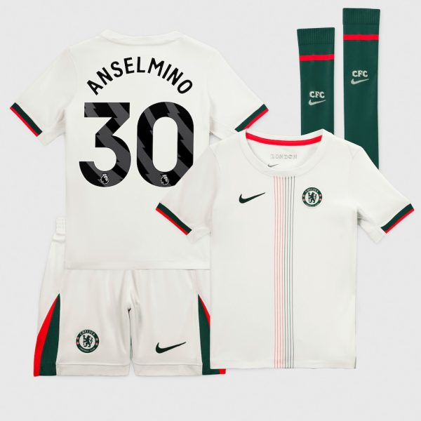 Chelsea Nike Away Stadium MiniKit 2025-26 - Little Youth with Anselmino 30 printing