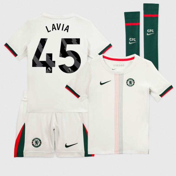 Chelsea Nike Away Stadium MiniKit 2025-26 - Little Youth with Lavia 45 printing