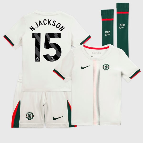 Chelsea Nike Away Stadium MiniKit 2025-26 - Little Youth with N.Jackson 15 printing