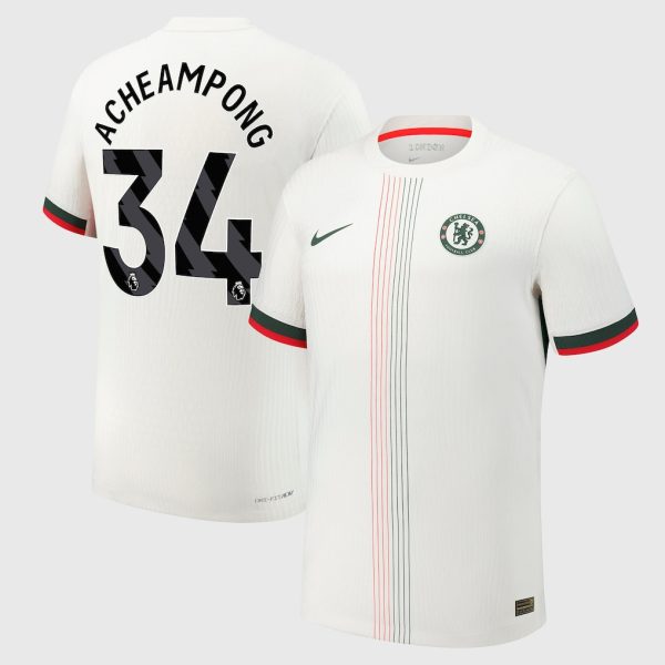 Chelsea Nike Dri Fit Adv Away Match Shirt 2025-26 with Acheampong 34 printing