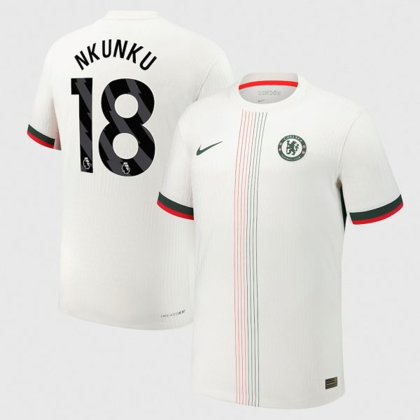 Chelsea Nike Dri Fit Adv Away Match Shirt 2025-26 with Nkunku 18 printing
