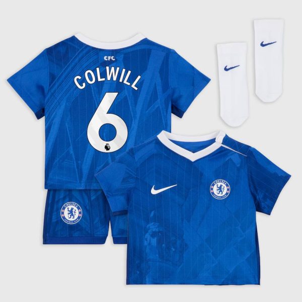 Chelsea Nike Home Stadium Kit 2025-26 - Infants with Colwill 6 printing