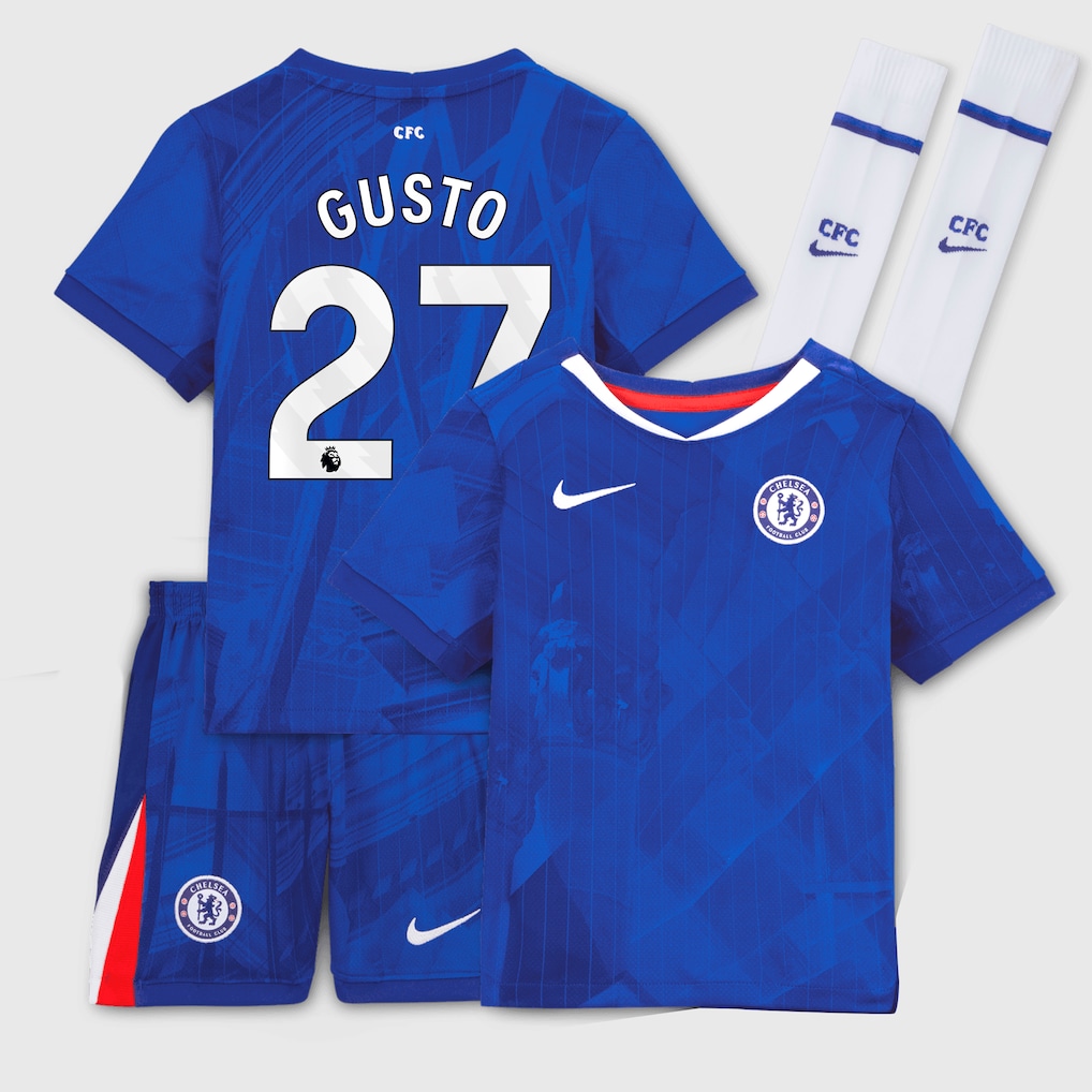 Chelsea Stores – Best Selection of chelsea nike home stadium kit 2025-26 – little youth with gusto 27 printing Chelsea Gear