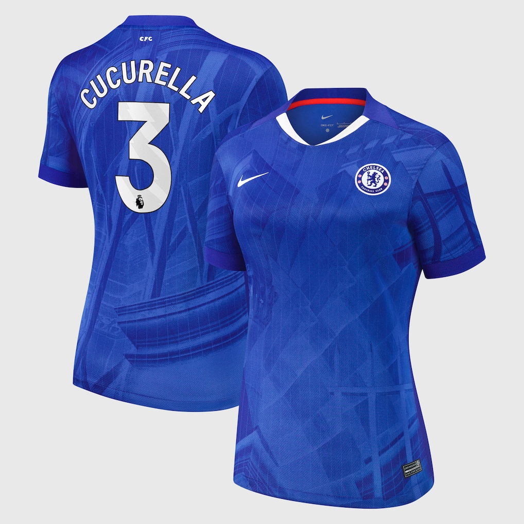 Chelsea Stores – Best Selection of chelsea nike home stadium shirt 2025-26 – womens with cucurella 3 printing Chelsea Gear
