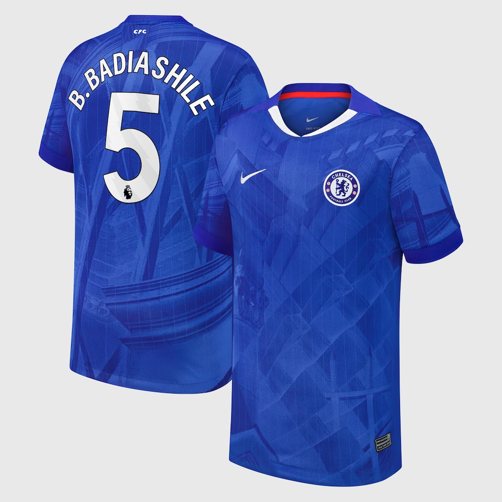 Chelsea Stores – Best Selection of chelsea nike home stadium shirt 2025-26 – youth with b. badiashile 5 printing Chelsea Gear