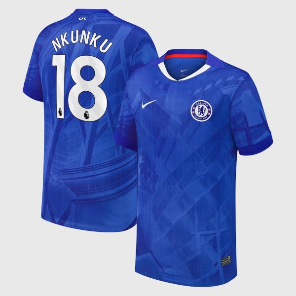 Chelsea Stores – Best Selection of chelsea nike home stadium shirt 2025-26 – youth with nkunku 18 printing Chelsea Gear