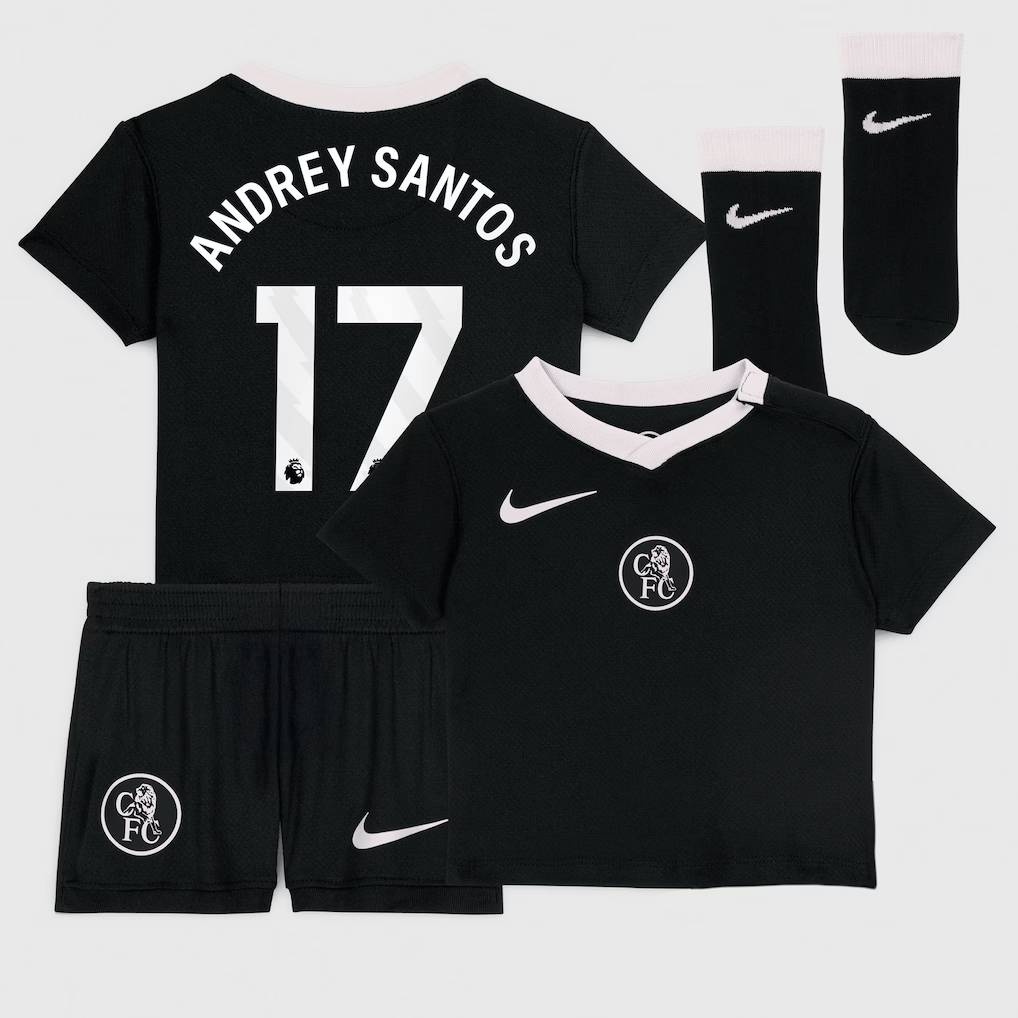 Chelsea Stores – Best Selection of chelsea nike third stadium kit 2025-26 – infants with andrey santos 17 printing Chelsea Gear