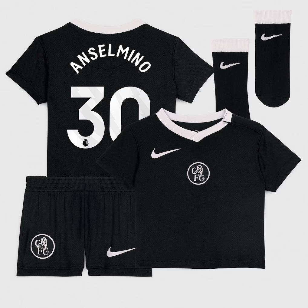 Chelsea Stores – Best Selection of chelsea nike third stadium kit 2025-26 – infants with anselmino 30 printing Chelsea Gear