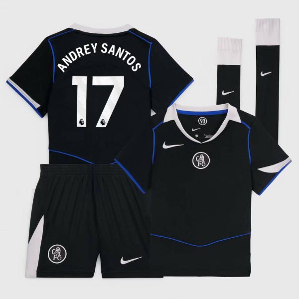 Chelsea Stores – Best Selection of chelsea nike third stadium mini kit 2025-26 – little youth with andrey santos 17 printing Chelsea Gear