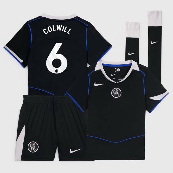Chelsea Stores – Best Selection of chelsea nike third stadium mini kit 2025-26 – little youth with colwill 6 printing Chelsea Gear
