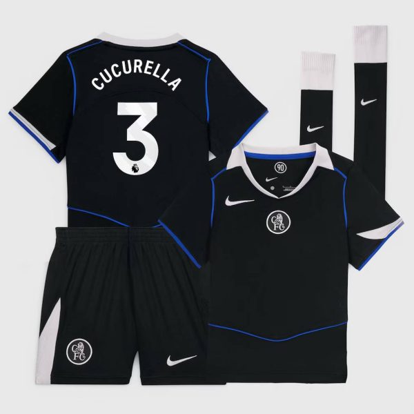 Chelsea Stores – Best Selection of chelsea nike third stadium mini kit 2025-26 – little youth with cucurella 3 printing Chelsea Gear