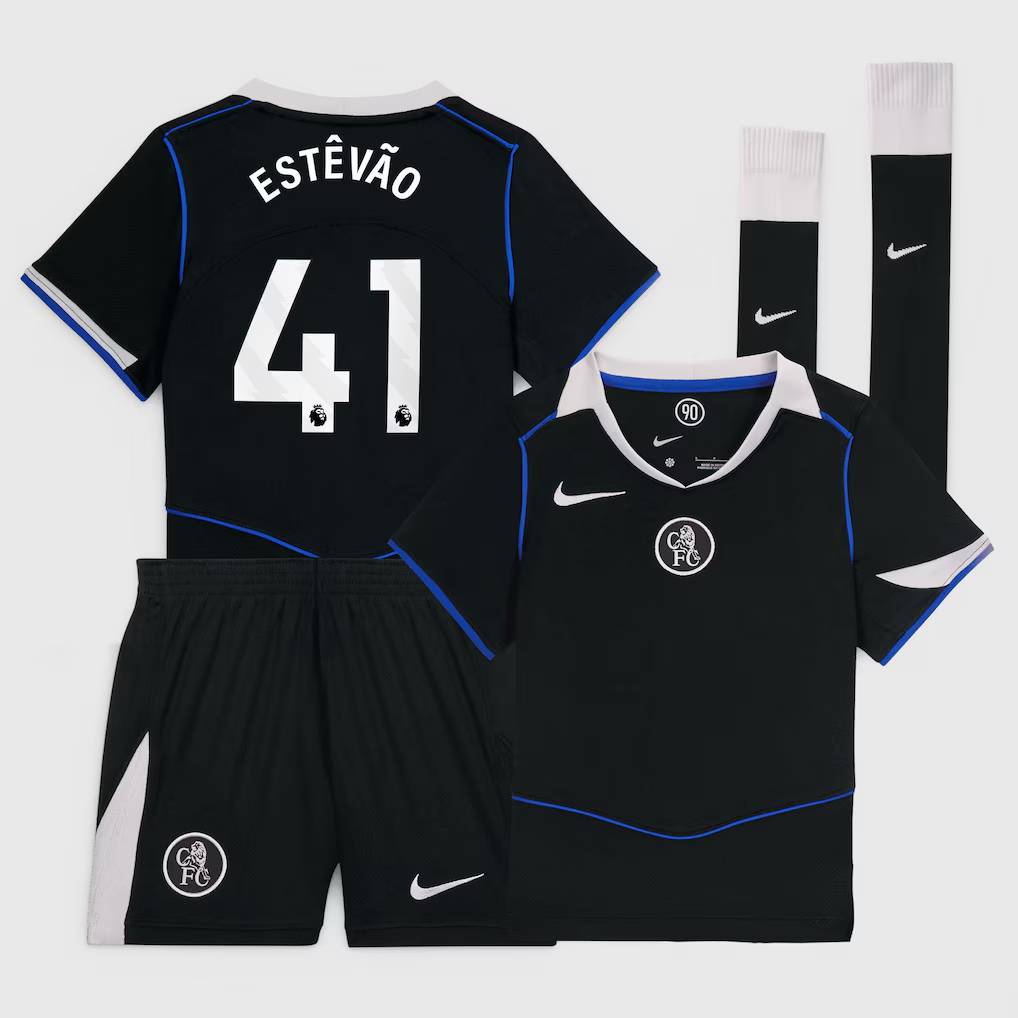 Chelsea Stores – Best Selection of chelsea nike third stadium mini kit 2025-26 – little youth with estêvão 41 printing Chelsea Gear