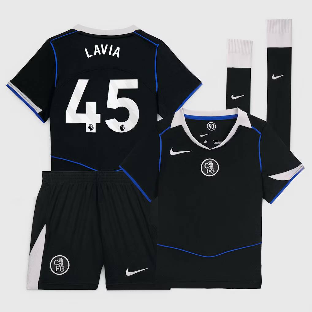Chelsea Stores – Best Selection of chelsea nike third stadium mini kit 2025-26 – little youth with lavia 45 printing Chelsea Gear