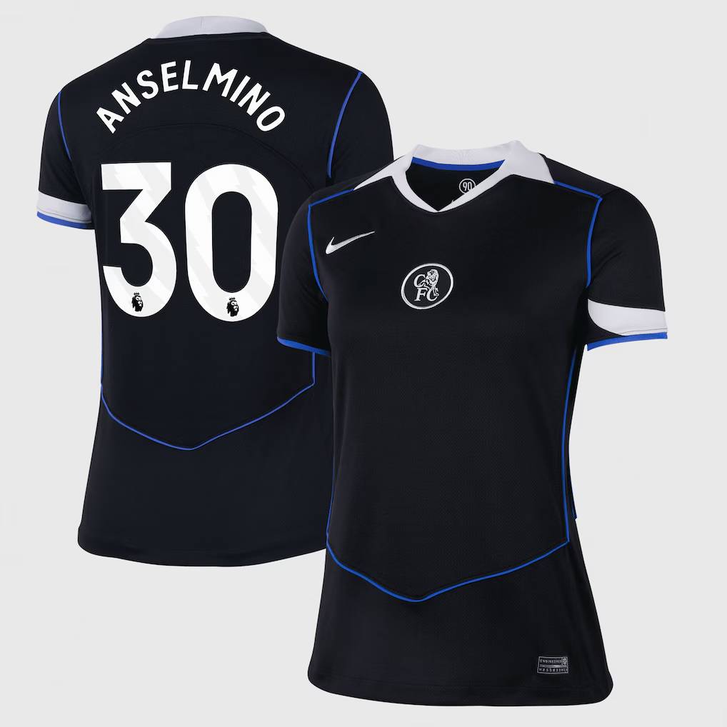 Chelsea Stores – Best Selection of chelsea nike third stadium shirt 2025-26 – womens with anselmino 30 printing Chelsea Gear