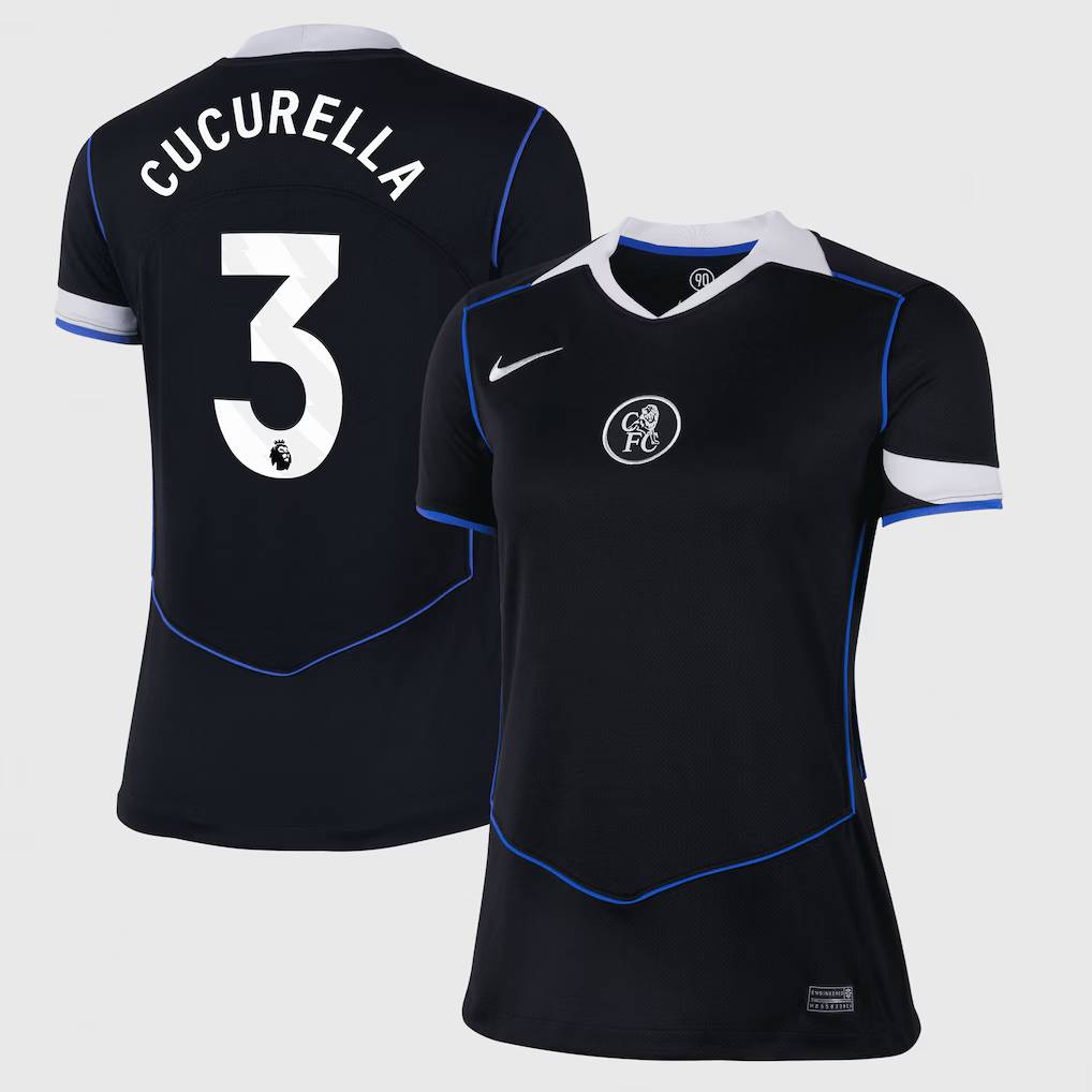 Chelsea Stores – Best Selection of chelsea nike third stadium shirt 2025-26 – womens with cucurella 3 printing Chelsea Gear