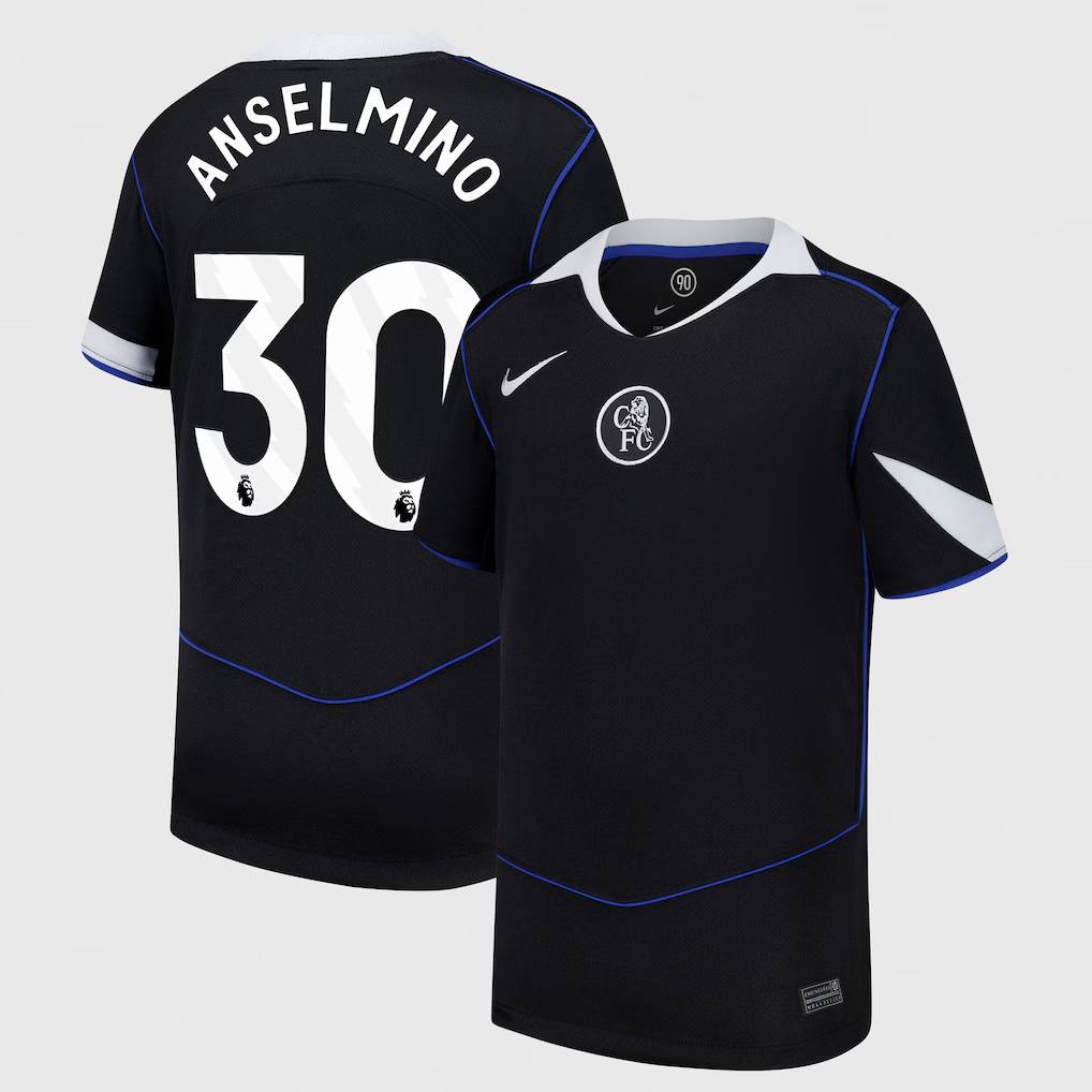 Chelsea Stores – Best Selection of chelsea nike third stadium shirt 2025-26 – youth with anselmino 30 printing Chelsea Gear
