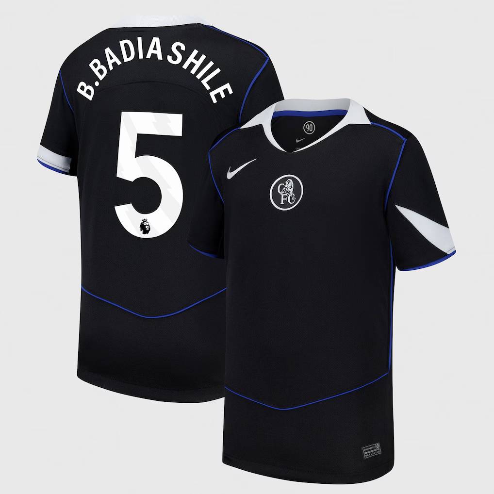 Chelsea Stores – Best Selection of chelsea nike third stadium shirt 2025-26 – youth with b. badiashile 5 printing Chelsea Gear