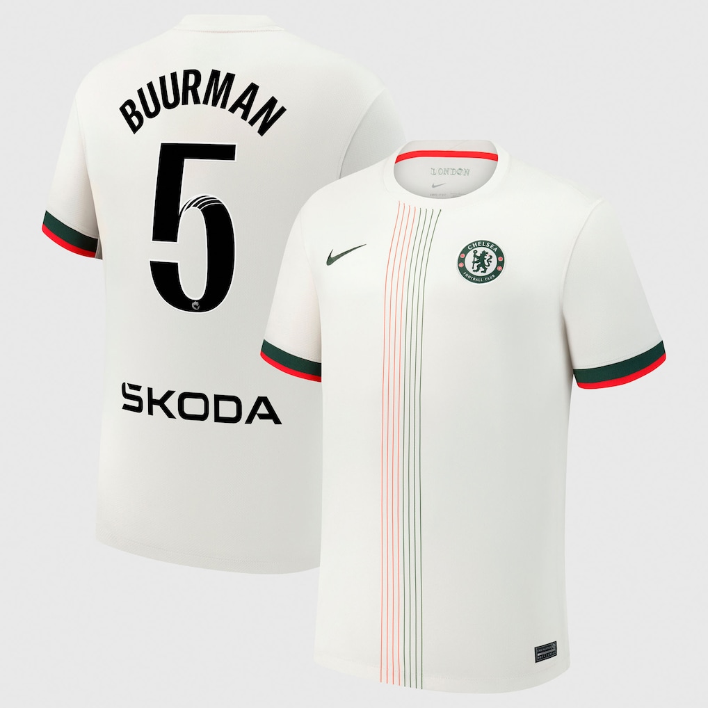 Chelsea Stores – Best Selection of chelsea wsl nike away stadium shirt 2025-26 with buurman 5 printing Chelsea Gear