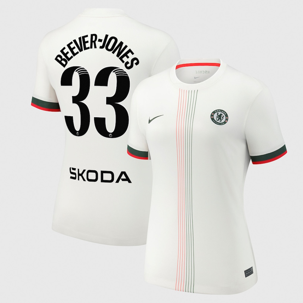 Chelsea Stores – Best Selection of chelsea wsl nike away stadium shirt 2025-26 – womens with beever-jones 33 printing Chelsea Gear