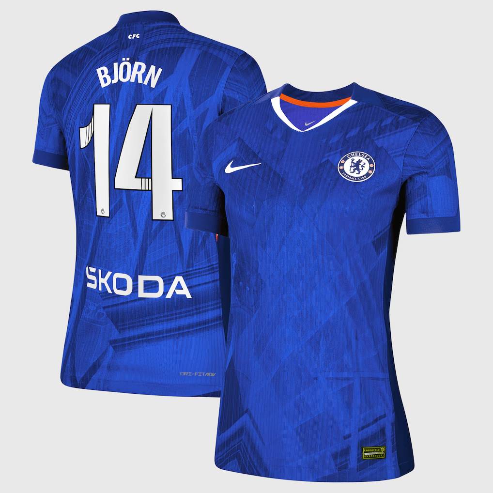 Chelsea Stores – Best Selection of chelsea wsl nike dri-fit adv home match shirt 2025-26 – womens with björn 14 printing Chelsea Gear