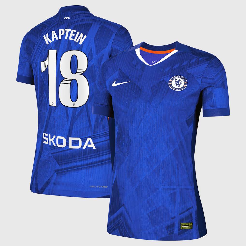 Chelsea Stores – Best Selection of chelsea wsl nike dri-fit adv home match shirt 2025-26 – womens with kaptein 18 printing Chelsea Gear
