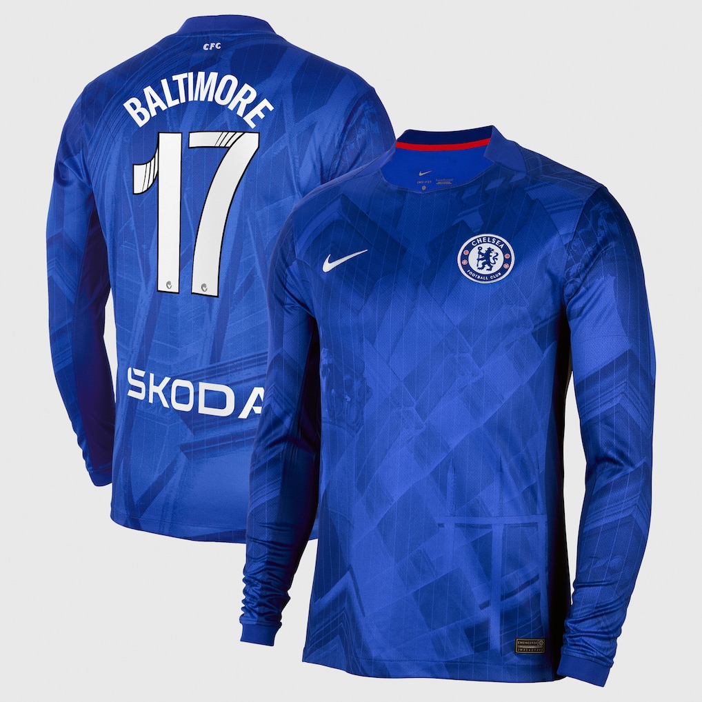 Chelsea Stores – Best Selection of chelsea wsl nike home stadium shirt 2025-26 – long sleeve with baltimore 17 printing Chelsea Gear