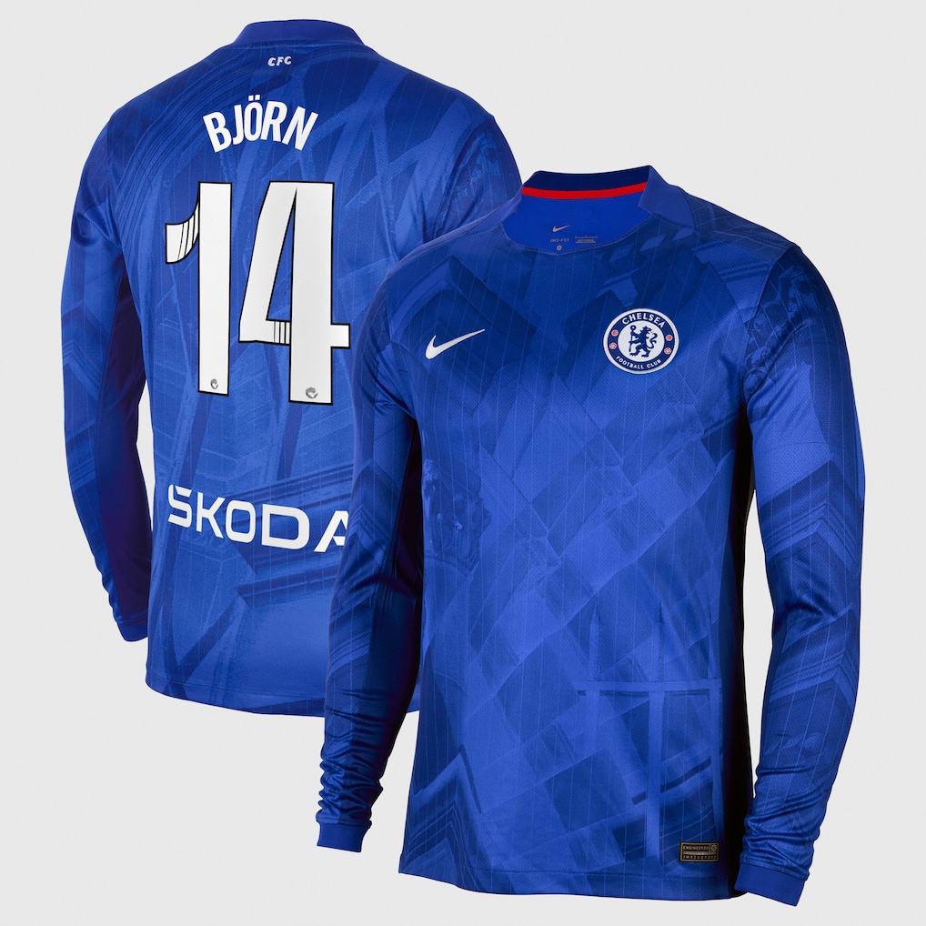 Chelsea Stores – Best Selection of chelsea wsl nike home stadium shirt 2025-26 – long sleeve with björn 14 printing Chelsea Gear