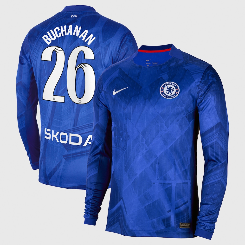 Chelsea Stores – Best Selection of chelsea wsl nike home stadium shirt 2025-26 – long sleeve with buchanan 26 printing Chelsea Gear