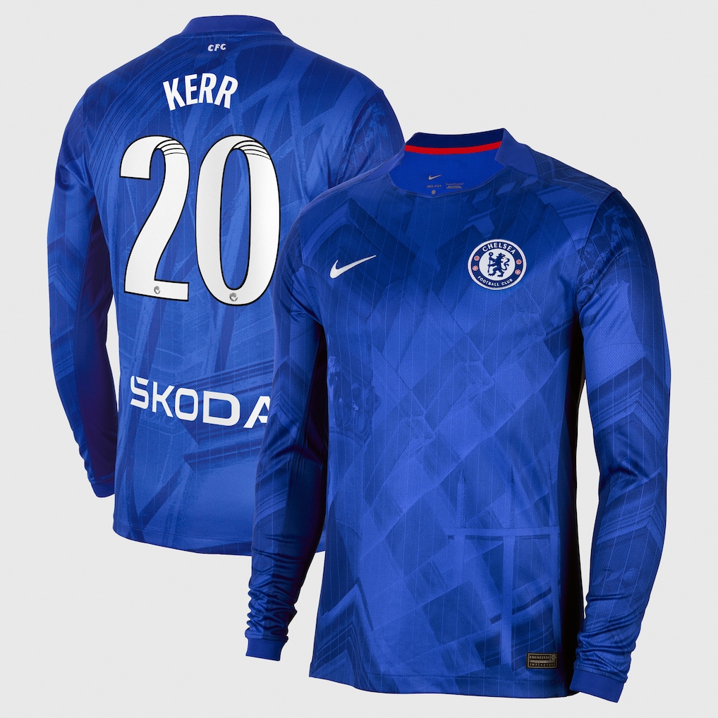 Chelsea Stores – Best Selection of chelsea wsl nike home stadium shirt 2025-26 – long sleeve with kerr 20 printing Chelsea Gear