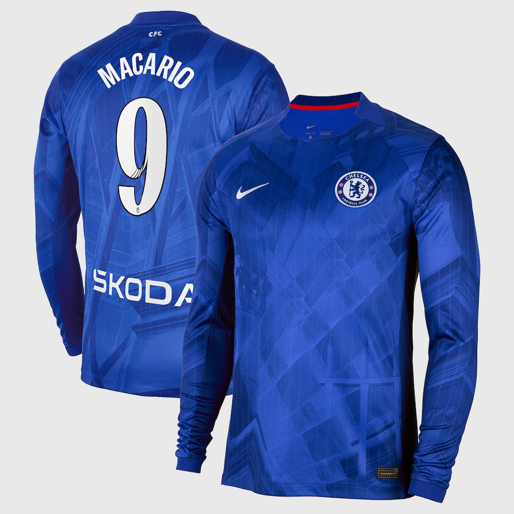 Chelsea Stores – Best Selection of chelsea wsl nike home stadium shirt 2025-26 – long sleeve with macario 9 printing Chelsea Gear