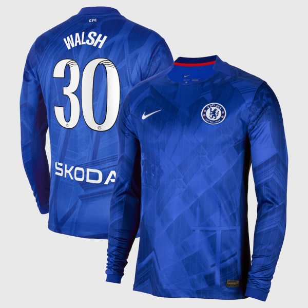 Chelsea Stores – Best Selection of chelsea wsl nike home stadium shirt 2025-26 – long sleeve with walsh 30 printing Chelsea Gear