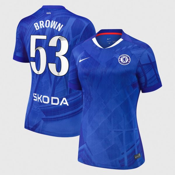 Chelsea Stores – Best Selection of chelsea wsl nike home stadium shirt 2025-26 – womens with brown 53 printing Chelsea Gear