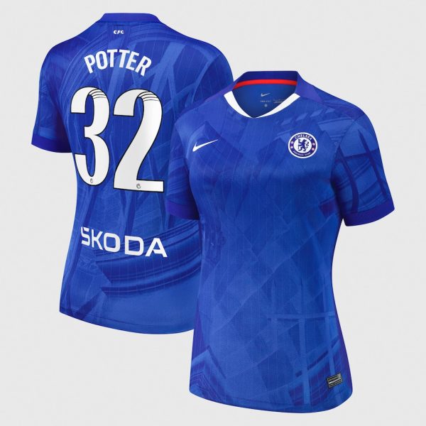 Chelsea Stores – Best Selection of chelsea wsl nike home stadium shirt 2025-26 – womens with potter 32 printing Chelsea Gear