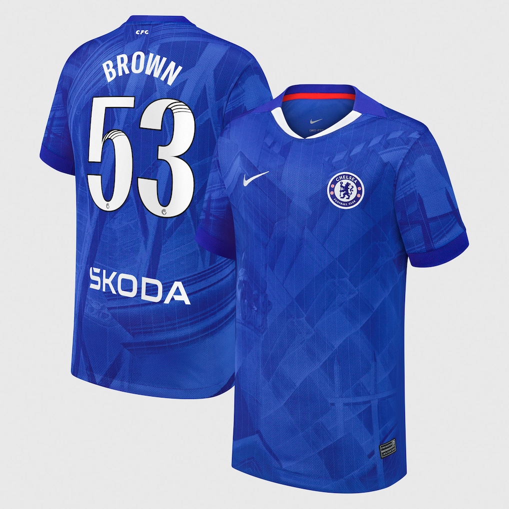 Chelsea Stores – Best Selection of chelsea wsl nike home stadium shirt 2025-26 – youth with brown 53 printing Chelsea Gear