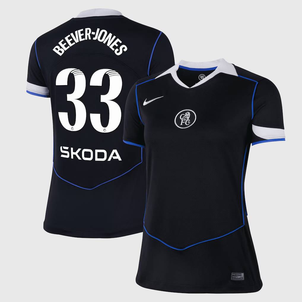 Chelsea Stores – Best Selection of chelsea wsl nike third stadium shirt 2025-26 – womens with beever-jones 33 printing Chelsea Gear
