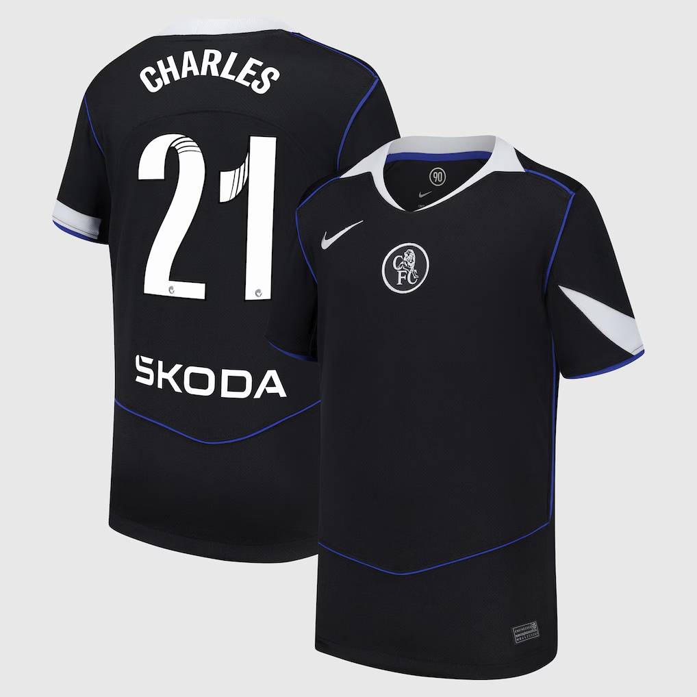 Chelsea Stores – Best Selection of chelsea wsl nike third stadium shirt 2025-26 – youth with charles 21 printing Chelsea Gear